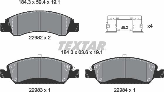 Textar 2298201 - Kit pastiglie freno, Freno a disco www.autoricambit.com