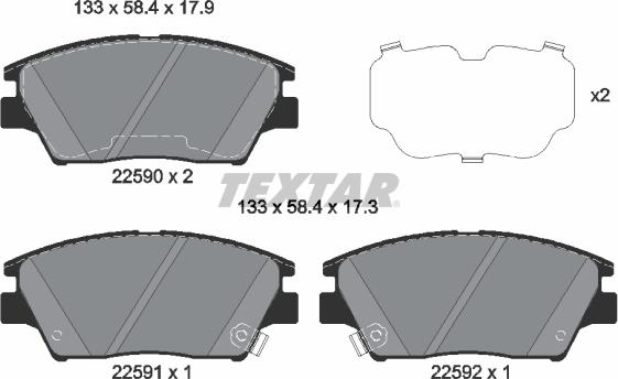 Textar 2259001 - Kit pastiglie freno, Freno a disco www.autoricambit.com