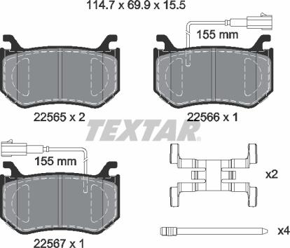 Textar 2256501 - Kit pastiglie freno, Freno a disco www.autoricambit.com