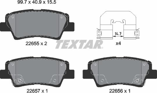 Textar 2265501 - Kit pastiglie freno, Freno a disco www.autoricambit.com