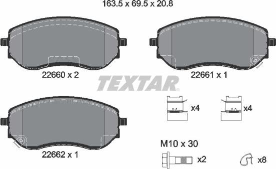 Textar 2266001 - Kit pastiglie freno, Freno a disco www.autoricambit.com