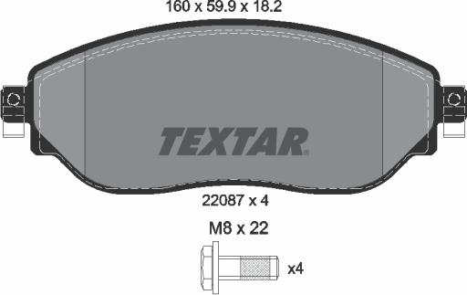 Textar 2208701 - Kit pastiglie freno, Freno a disco www.autoricambit.com