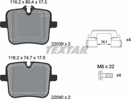 Textar 2203901 - Kit pastiglie freno, Freno a disco www.autoricambit.com