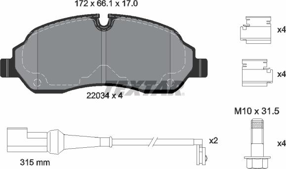 Textar 2203401 - Kit pastiglie freno, Freno a disco www.autoricambit.com