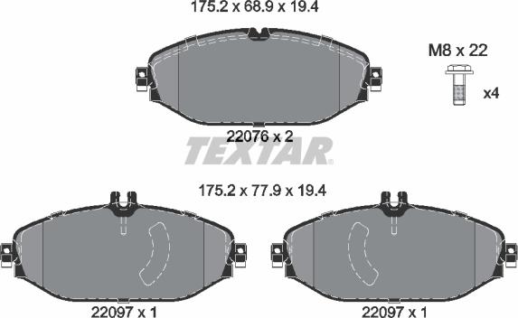 Textar 2207601 - Kit pastiglie freno, Freno a disco www.autoricambit.com