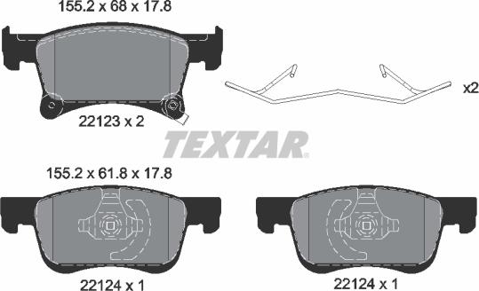 Textar 2212301 - Kit pastiglie freno, Freno a disco www.autoricambit.com