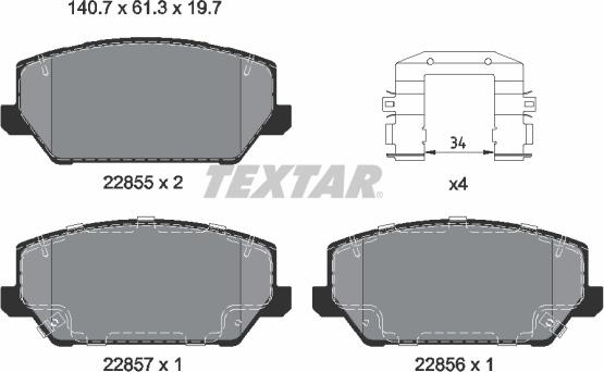 Textar 2285501 - Kit pastiglie freno, Freno a disco www.autoricambit.com