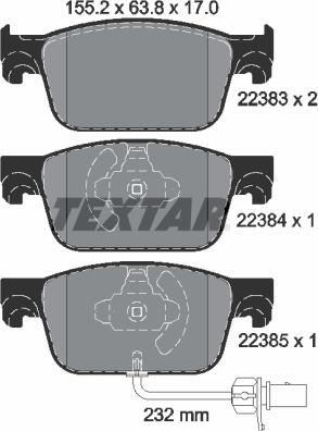 Textar 2238301 - Kit pastiglie freno, Freno a disco www.autoricambit.com