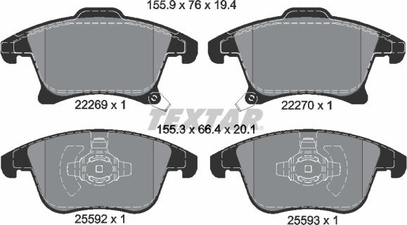 Textar 2226901 - Kit pastiglie freno, Freno a disco www.autoricambit.com