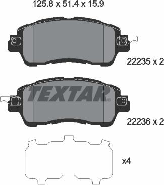 Textar 2223501 - Kit pastiglie freno, Freno a disco www.autoricambit.com