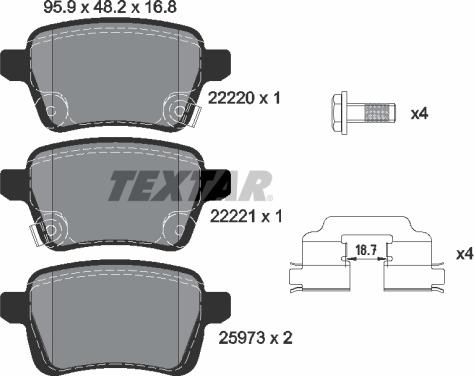 Textar 2222001 - Kit pastiglie freno, Freno a disco www.autoricambit.com