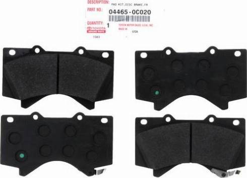 TOYOTA 04465-0C020 - Kit pastiglie freno, Freno a disco www.autoricambit.com