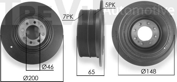 Trevi Automotive PC1251 - Puleggia cinghia, Albero a gomiti www.autoricambit.com