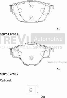 Trevi Automotive PF1522 - Kit pastiglie freno, Freno a disco www.autoricambit.com