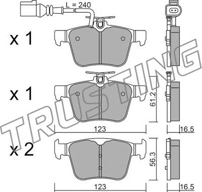 Trusting 997.1 - Kit pastiglie freno, Freno a disco www.autoricambit.com