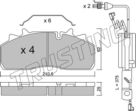 Trusting 947.0W - Kit pastiglie freno, Freno a disco www.autoricambit.com