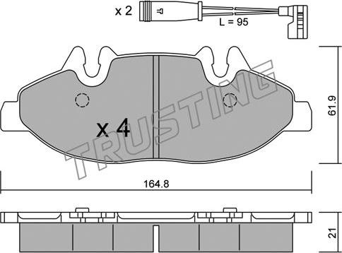 Trusting 591.0W - Kit pastiglie freno, Freno a disco www.autoricambit.com