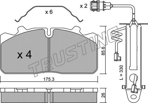 Trusting 598.3W - Kit pastiglie freno, Freno a disco www.autoricambit.com