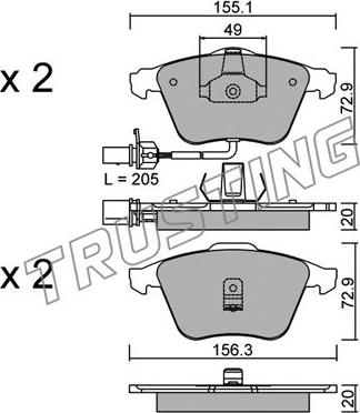 Trusting 565.0 - Kit pastiglie freno, Freno a disco www.autoricambit.com