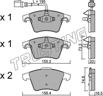 Trusting 568.0 - Kit pastiglie freno, Freno a disco www.autoricambit.com