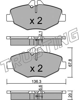 Trusting 578.0 - Kit pastiglie freno, Freno a disco www.autoricambit.com