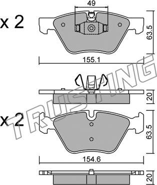 Trusting 573.5 - Kit pastiglie freno, Freno a disco www.autoricambit.com