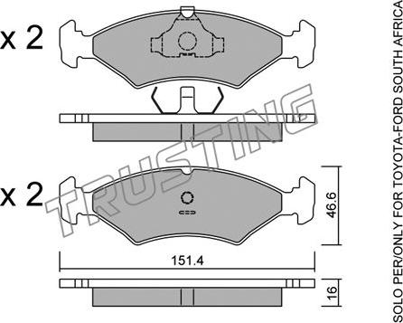 Trusting 031.2 - Kit pastiglie freno, Freno a disco www.autoricambit.com