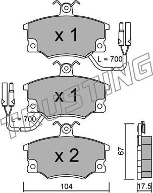 Trusting 032.2 - Kit pastiglie freno, Freno a disco www.autoricambit.com