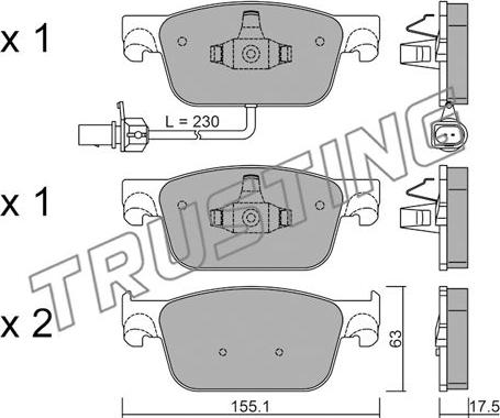 Trusting 1125.0 - Kit pastiglie freno, Freno a disco www.autoricambit.com