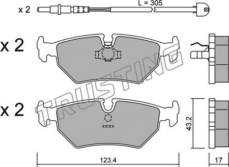 Trusting 182.1W - Kit pastiglie freno, Freno a disco www.autoricambit.com