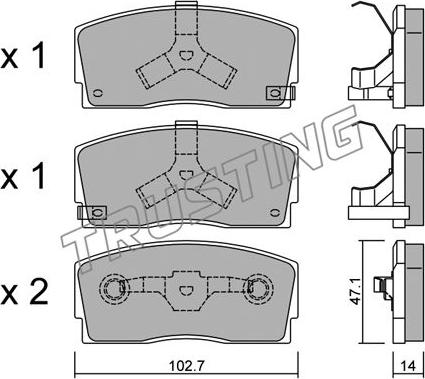 Trusting 249.0 - Kit pastiglie freno, Freno a disco www.autoricambit.com