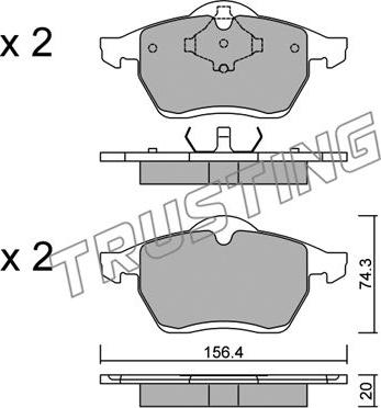 Trusting 288.0 - Kit pastiglie freno, Freno a disco www.autoricambit.com