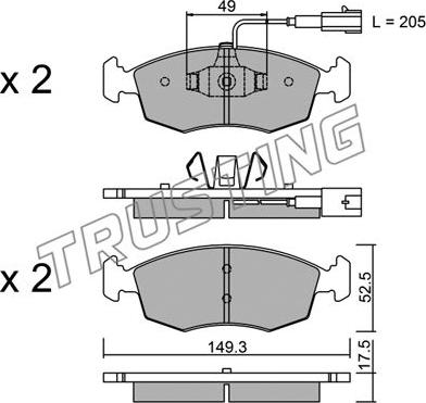 Trusting 283.4 - Kit pastiglie freno, Freno a disco www.autoricambit.com