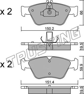 Trusting 228.0 - Kit pastiglie freno, Freno a disco www.autoricambit.com