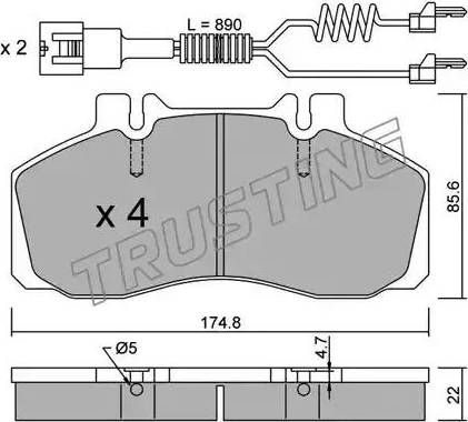 Trusting 275.0W - Kit pastiglie freno, Freno a disco www.autoricambit.com