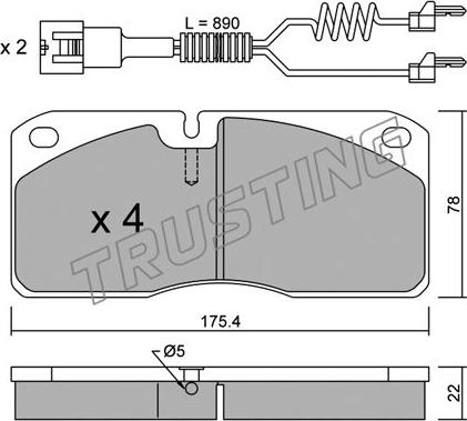 Trusting 278.3W - Kit pastiglie freno, Freno a disco www.autoricambit.com