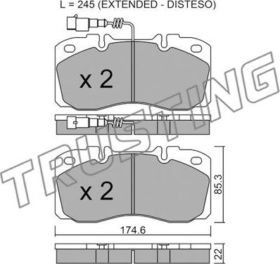 Trusting 277.5 - Kit pastiglie freno, Freno a disco www.autoricambit.com