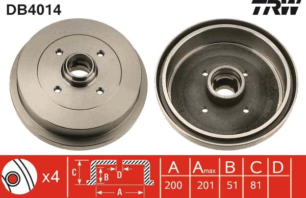 TRW DB4014 - Tamburo freno www.autoricambit.com