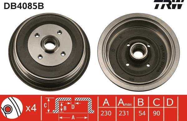 TRW DB4085B - Tamburo freno www.autoricambit.com