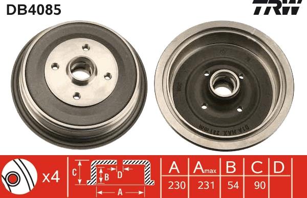 TRW DB4085 - Tamburo freno www.autoricambit.com