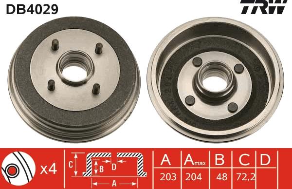 TRW DB4029 - Tamburo freno www.autoricambit.com