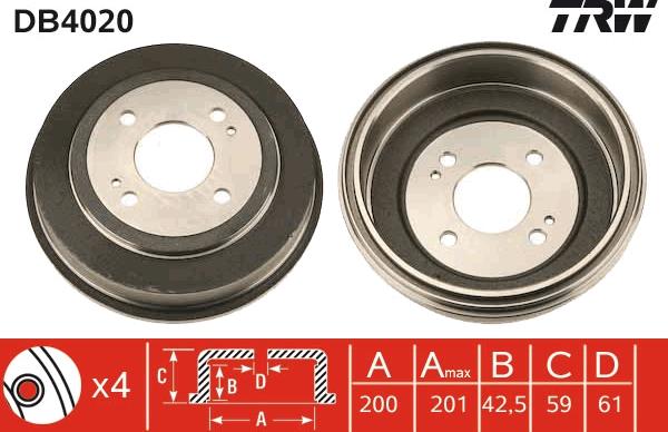 TRW DB4020 - Tamburo freno www.autoricambit.com