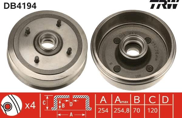 TRW DB4194 - Tamburo freno www.autoricambit.com