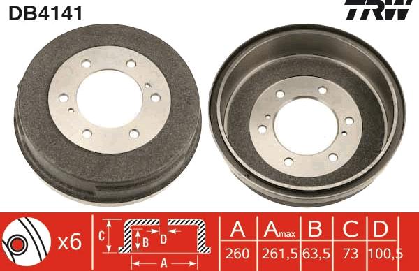 TRW DB4141 - Tamburo freno www.autoricambit.com