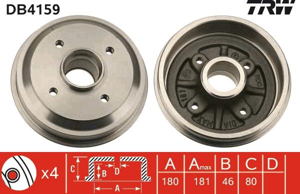 TRW DB4159 - Tamburo freno www.autoricambit.com