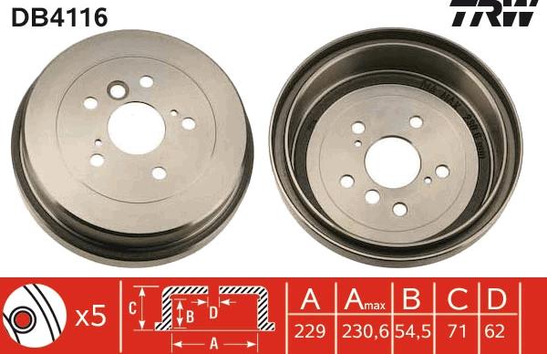 TRW DB4116 - Tamburo freno www.autoricambit.com