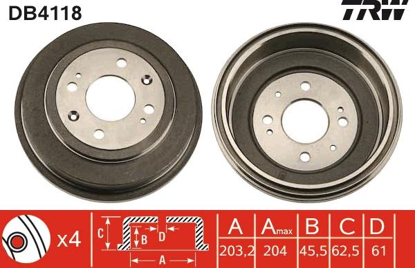 TRW DB4118 - Tamburo freno www.autoricambit.com