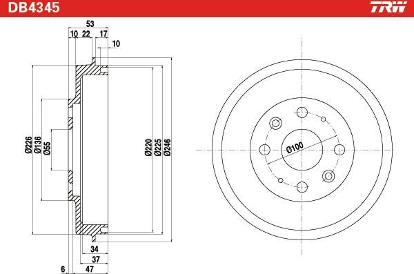 TRW DB4345 - Tamburo freno www.autoricambit.com