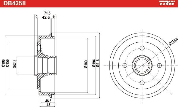 TRW DB4358 - Tamburo freno www.autoricambit.com