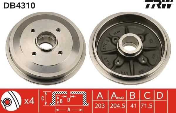 TRW DB4310 - Tamburo freno www.autoricambit.com